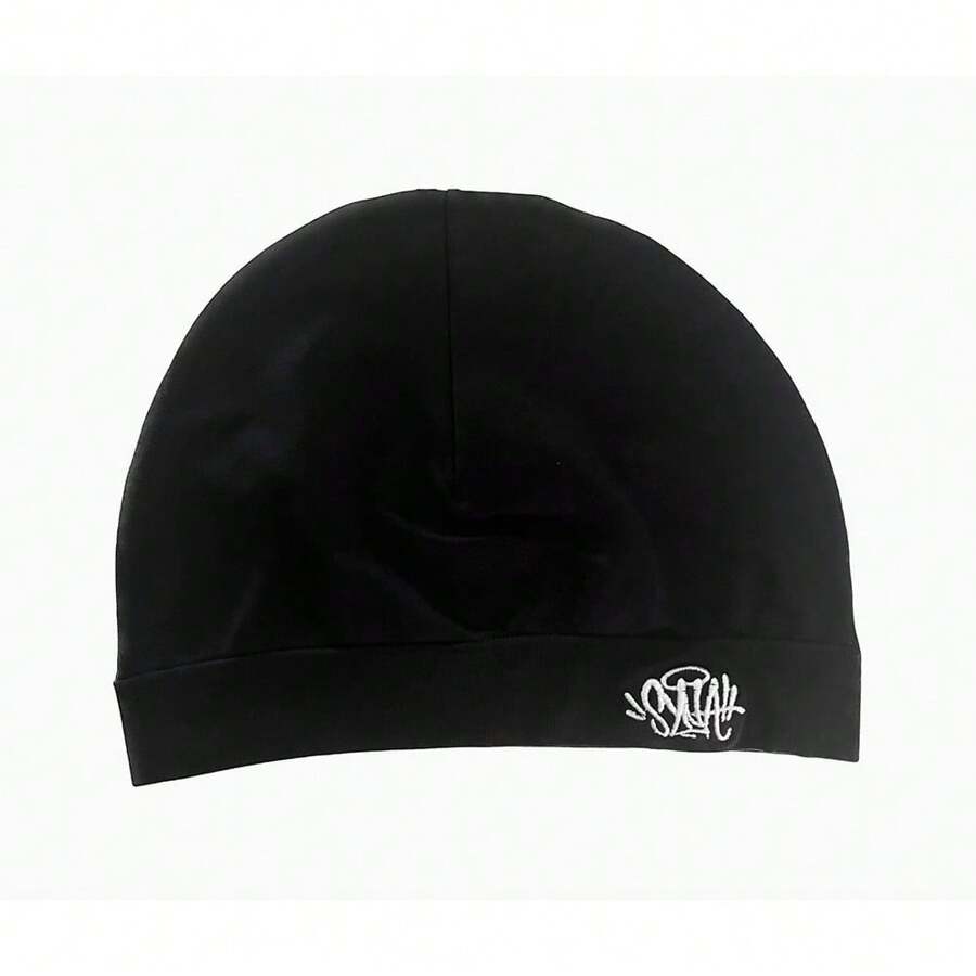 针织帽，花卉图案，弹性聚酰胺和氨纶混纺，男女款轻便便帽，休闲头饰，日常头饰，头饰，耐用头饰 - 黑色 - 查看 1