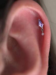 1PC 925 Sterling Silver Triangular Earrings With Ins Style All-Match Diamond-Encrusted Ball Ball Small Ear Bone Stud Ladies Jewelry Suitable For Girls Gifts