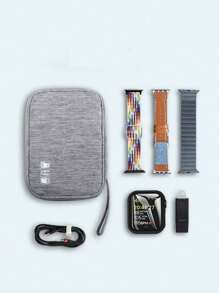 1pc Travel Organizer Kit, Watch Band Bag, Electronics Accessories, Portable Charger, Charger Case, School/College, Earphone Case, Digital Organizer Bag, USB Cable Organizer, Earphone Cable Pouch, Pen, Power Bank, Cable Organizer, Electronics Bag, Portable Watch Band Storage Box/Bag