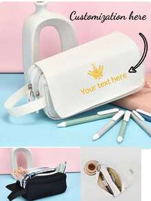 1pc Large Capacity Pencil Case, Customizable Pattern, Text Signature, High-Appearance Stationery Bag, Suitable As Teacher's Gift, Student's Gift, Or Friend's Gift - Multicolor - View 12