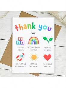 1pc Charming Teacher Thank You Card, Teacher Appreciation Gift: Unique Educator Thank You Card, ...Ladies And Gentlemen - Birthday, Small Business And Special Occasions, Gifts, Graduation, Teacher Appreciation Gifts, Thank You Cards - Multicolor - View 6
