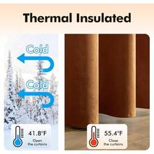 2 Panels Blackout Curtains Solid Soft Grommet Mustard Yellow Thermal Insulated Soundproof Room Darkening Curtains/Drapes/Panels Fall Living Room Bedroom 52 X 90 Inch - Gold Brown - 查看 6