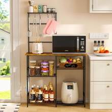 Baker's Rack For Kitchen With Storage, Microwave Stand With Adjustable Shelves And 10 S Hooks, 6-Tier Coffee Bar Station, Kitchen Shelves For Spices, Pots, Rustic Brown,10600244 - Chocolate Brown - View 6