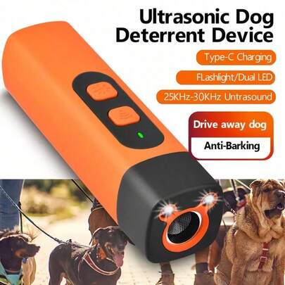 Handheld Ultrasonic Bark Stopper & Pet Training Device – USB Rechargeable With LED Lighting, 3 Frequency Modes (25-30KHz) – For Dogs, Stops Barking/Aggression – 10m Range, 800mAh Battery (60 Days Per Charge) – Ideal For Dog Owners, Walks, Training, Outdoor Use