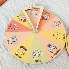 1pc Rustic-Style Wooden Emotion Regulation Dial - Expressive Faces Mood Management Tool & Tabletop Display Plaque - Electricity-Free Decoration For Bedroom/Family Spaces - Seasonal Holiday Decor (Halloween/Thanksgiving/Juneteenth), Mental Wellness Awareness , Therapist Office Sign, Feelings Learning Tool, Conversation Starter Centerpiece