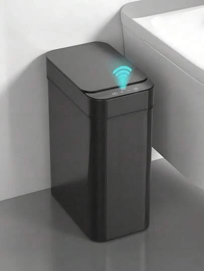 12L automatisk beröringsfri badrumssoptunna med sensor och lock, vattentät smal elektrisk soptunna, liten smart ultratunn plastavfallsbehållare för kök, badrum, kontor, husbil, sovrum, vardagsrum