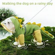 Pet Raincoat, Dog Raincoat, Dinosaur Raincoat, Wrap Tail, Waterproof Suitable For All Types Of Dogs (Excluding Leash)