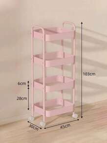 1 Stylish Thickened Multifunctional Carbon Steel Storage Cart, A Mobile Storage Cart For Cosmetics, Toys, And Snacks That Does Not Require Installation, A Durable And Sturdy Storage Cart For Household Use, Suitable For Portable Storage In Living Rooms, Kitchens, Bedrooms, Study Rooms, And Balconies