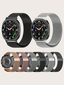 1pc Unisex Plain Quick Release Magnetic Clasp Stainless Steel Hollow-Out Milanese Smartwatch Strap Compatible With Samsung Galaxy Watch 8 40mm/44mm/Classic 46mm - Galaxy Watch 8 - View 1