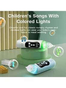嬰兒與幼兒用電動吸鼻器，便攜式，可充電，附燈光與音樂功能 - 彩色 - 查看 7
