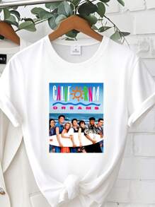 180g Pure Cotton California Dreams T Shirt Retro Tv Show Unisex Versatile Designer Clothes Graphic Comfortable For Women Streetwear Soft Stylish Breathable Homme Top For Everyday Wear Fashion Summer Print Round Neck Short Sleeve Casual Slightly Stretched