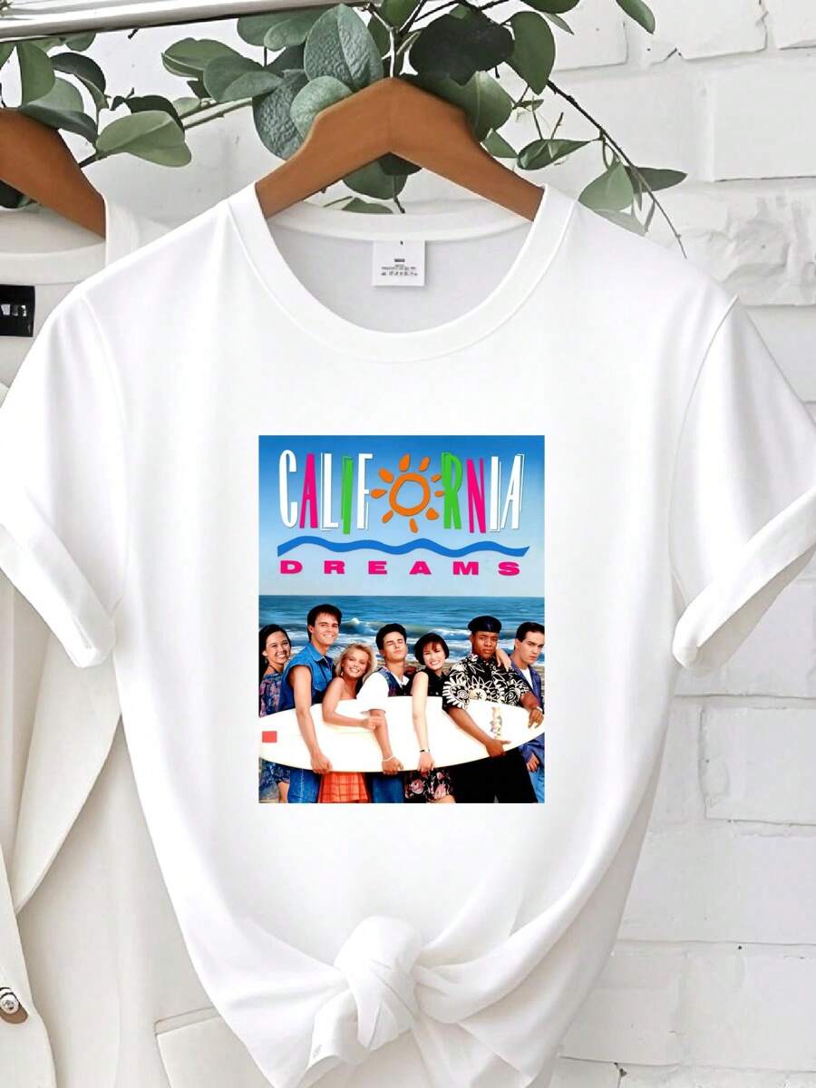 180g Pure Cotton California Dreams T Shirt Retro Tv Show Unisex Versatile Designer Clothes Graphic Comfortable For Women Streetwear Soft Stylish Breathable Homme Top For Everyday Wear Fashion Summer Print Round Neck Short Sleeve Casual Slightly Stretched