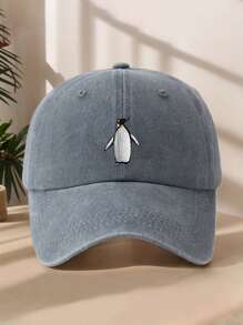 1pc Unisex Embroidered Penguin Cute Fashion Camping Fishing Baseball Cap, Outdoor Casual All Season Curved Brim Hat, Soft Crown Stylish Cap, Adjustable Size, Suitable For Daily Matching, Holiday Gift