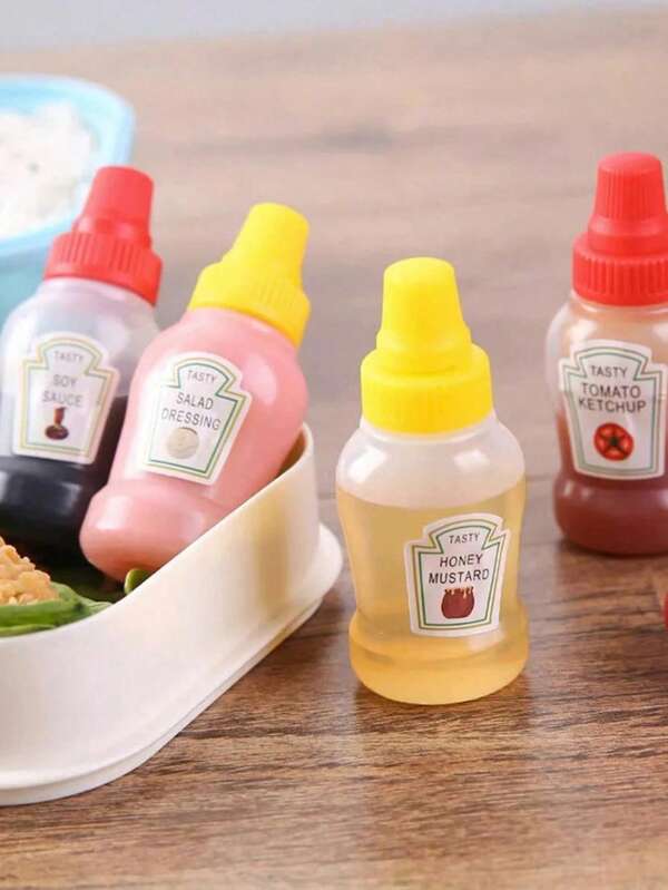 1/4pcs Mini Sauce Bottles, Mini Condiment Bottles, Portable Condiment Squeeze Containers For Ketchup, Oil, Soy Sauce & Honey - Plastic, Ideal For Office Lunches, Plastic Portable Container Bottle Office Lunch Box Picnic Oil Sauce Honey Salad Dressing Spice Bottle Kitchen Utensils Apartment Essentials