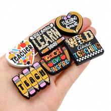 6 件硅胶珠、DIY 教师徽章挂绳、珠宝项链装饰焦点珠、串珠笔、钥匙扣 - 彩色 - 查看 10