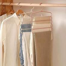 3件/1件5层塑料挂衣架，多功能裤子/围巾/领带衣架，防滑晾衣架，节省衣柜空间 - 彩色 - 查看 4
