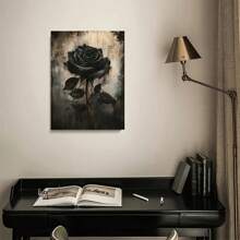 Gothic Elegance: 1Pc Unique White Valentine's Day Black Rose Bouquet Canvas Wall Art,Classical Black Flowers Posters,Prints For Wall Decor Pictures,Bathroom Decor, Room Decor Bedroom,Home Decor Living Room,House Decor,Home Accessories,Kitchen Decor & Office - Perfect Gift For Mother's Day, Birthdays- No Frame