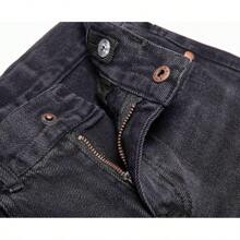 Back To School Boys Adjustable Waist Jeans: Cowboy Low Waist Ripped Cotton Straight Slim Pant - 黑色 - 查看 5