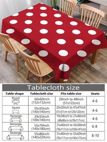 1 pieza Mantel con estampado de lunares rojos y blancos, mantel rectangular/redondo moderno de poliéster impermeable, impresión digital para sala de estar, mesa de comedor al aire libre, mesa redonda pequeña - Rojo y blanco - Ver 4