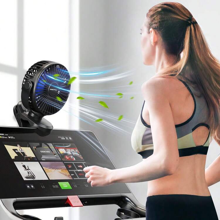 Portable Clip-On Fan, USB Rechargeable With Digital Display, 2000mAh*2 Battery Capacity, 4 Wind Speed Adjustable, 360° Rotation, Suitable For Desk, Outdoor Camping And Sports - Multicolor - View 7