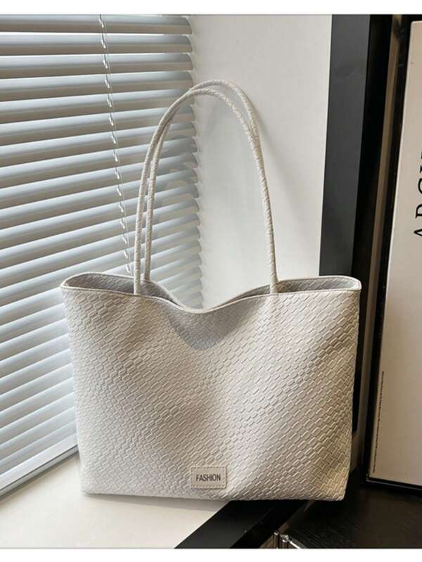 Nouveau sac fourre-tout à l'épaule pliable de grande capacité et de couleur unie à la mode, sac polyvalent décontracté pour le travail et les courses