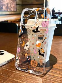 1pc Halloween Ghost Graphic Aesthetic Design Transparent TPU Full Body Shockproof Anti-Fingerprint Phone Case, Compatible With IPhone 16 Pro/16 Plus, 15/15 Pro Max/15 Pro, 11/12/13/14 Pro Max, 11 Pro/11 Pro Max, 12 Pro/12 Pro Max, 13 Pro/13 Pro Max, 14 Pro/14 Pro Max, Soft Shell, High-End Creative Waterproof Anti-Fall Scratch Resistant
