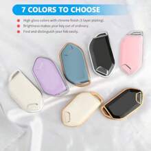 For Kia Key Fob CoverSoft TPU 360°Car Key Case Protector With Leather Keychain Compatible With Kia Telluride 2023 2024 5 Buttons Smart Key Pink