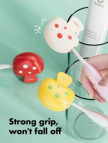 1 pieza/2/3 piezas Soporte para cepillo de dientes con forma de hongo, Cubierta protectora para cabezal de cepillo de dientes de viaje con diseño "SUERTE", Material ABS reforzado, Agarre fuerte y múltiples colores, Apto para uso diario, viajes, viajes de negocios, hoteles, hogar y vuelta al colegio