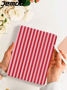 Minimalist Pink Striped Pattern Tablet Protective Case, Compatible With IPad 10.2", IPad Pro 2021/2020, IPad 9th/10th Gen, Galaxy Tab A8 10.5" 2022, Matepad 10.4/Tab, Anti-Drop, With Pencil Slot, Support Sleep/Wake