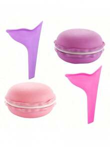 2件套 - 1个便携式硅胶小便漏斗 + 1个收纳盒，小巧可折叠设计，带便携包 - 可重复使用的女性站立式小便器，适合旅行、露营、徒步旅行，卫生用品