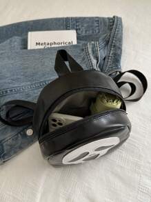 Y2K Fashion Skull Pattern Mini Backpack, Casual Multifunctional Shoulder Bag, Handbag, Suitable For Women Shopping, Halloween Gift, Halloween Bags Perfect For Fancy Party Matching With Halloween Costumes - Black - View 6