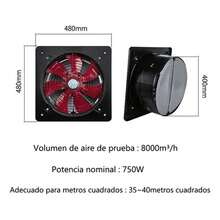 1 ventilador de extracción industrial de 16 pulgadas para cocina y baño. Utilizado en todos los lugares comerciales, adecuado para todo tipo de talleres, restaurantes, almacenes grandes y medianos. - Negro - Ver 2