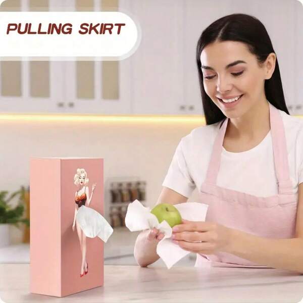 Anime-Inspired Tissue Box Holder With Elegant Plush Skirt, Square Plastic Dispenser For Desktop Use, Ideal Decoration For Home Office, Living Room, Dorm, And Gift Idea; Cozy, Premium Finish For Modern Interiors; Lightweight, Durable Organizer For Daily Essentials; Perfect For Fans And Collectors, Enhancing Desktop Aesthetics And Cozy Ambiance