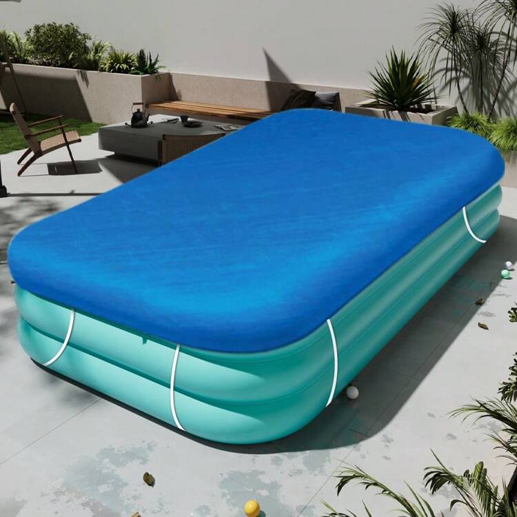 Inflatable Swimming Pool Cover With Elastic Band, Summer & Winter Pool Cover Cloth, Dustproof With Pull Rope, Swimming Pool Accessories, Waterproof/Dustproof/Snowproof, Rectangular Frame Swimming Pool Cover - Multicolor - View 3