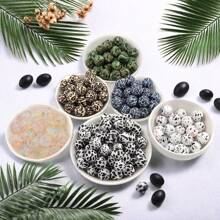 20pcs 12/15mm Leopard & Cow Print Silicone Beads, DIY Necklace Bracelet Jewelry Making Keychain Decoration Beads Set