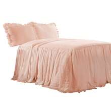 Juego de 2 piezas Lush Decor Colcha con Falda de Volantes, Cama Individual Blush - Rosa, Juego de Ropa de Cama para Niños - Colcha con Volantes - Decoración Vintage Rústica - Rubor - Ver 9