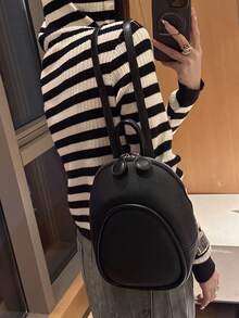 Backpack Ladies Simple Travel School Bag Small Bag - 黑色 - 查看 3