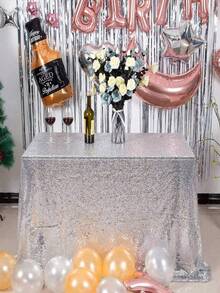 1 khăn trải bàn lấp lánh Halloween, màu vàng, đen, bạc, vàng hồng, trang trí tiệc sinh nhật, tiệc cưới, tiệc Giáng sinh - bạc - Xem 16