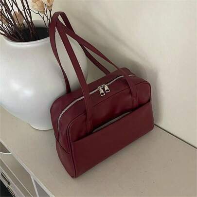 Korean Style Large Capacity One Shoulder Bag For Women, Vintage Underarm Bag, Versatile For Work, School, Commute, Fashion Tote Bag With Large Capacity (Pendant Is For Display Only, Not Included)