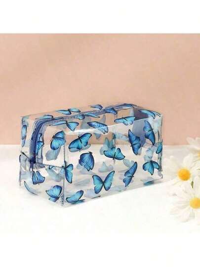 1pc Transparent Waterproof Travel Toiletry Bag, Reusable And Washable Makeup Pouch, Pencil Case, Convenient For Storing Travel Essentials, Cute Small Gift Suitable For Birthday, Wedding, Party, Christmas, Halloween, Thanksgiving, Carnival, Graduation, Back To School, School Supplies, Pencil Box, Pencil Bag, Backpack,Stationery