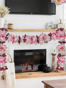 1 Stück 68.9Inch Künstlicher Ahornblatt Rattan Herbst Ahornblatt Kranz, rosa Schaumkürbis Dekoration für Erntedankfest, Hochzeit, Party, Esszimmertisch, Kamin, Haustür Dekoration - zc-Thanksgiving-Rattan 04 - Übersicht 8