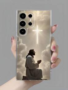 The Cross And Jesus Phone Case Suitable For Compatible With Galaxy S21/22/23/24/25 Ultra/FE+,A73/72/71/55/54/53/52/51/35/34/33/25/24/22/16/15/14/13/12,As Well As,Iphone17,16, 15, 14, 13, 12, 11, PRO MAX, X, XS, PLUS,Air, - 彩色 - 查看 5
