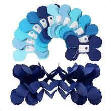 BabyRoyal NavyBlue PartyDecorations Streamers Garland 12pcs Boy Birthday Frozen Ocean Shower 4Leaf Paper Clover Streamer Bachelorette Bridal Wedding Engagement Banners Decor Ouruola-0162 - 藍色 - 查看 4
