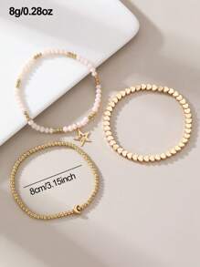 3件套时尚波西米亚海滩度假心形、星星、月亮串珠脚链套装女士