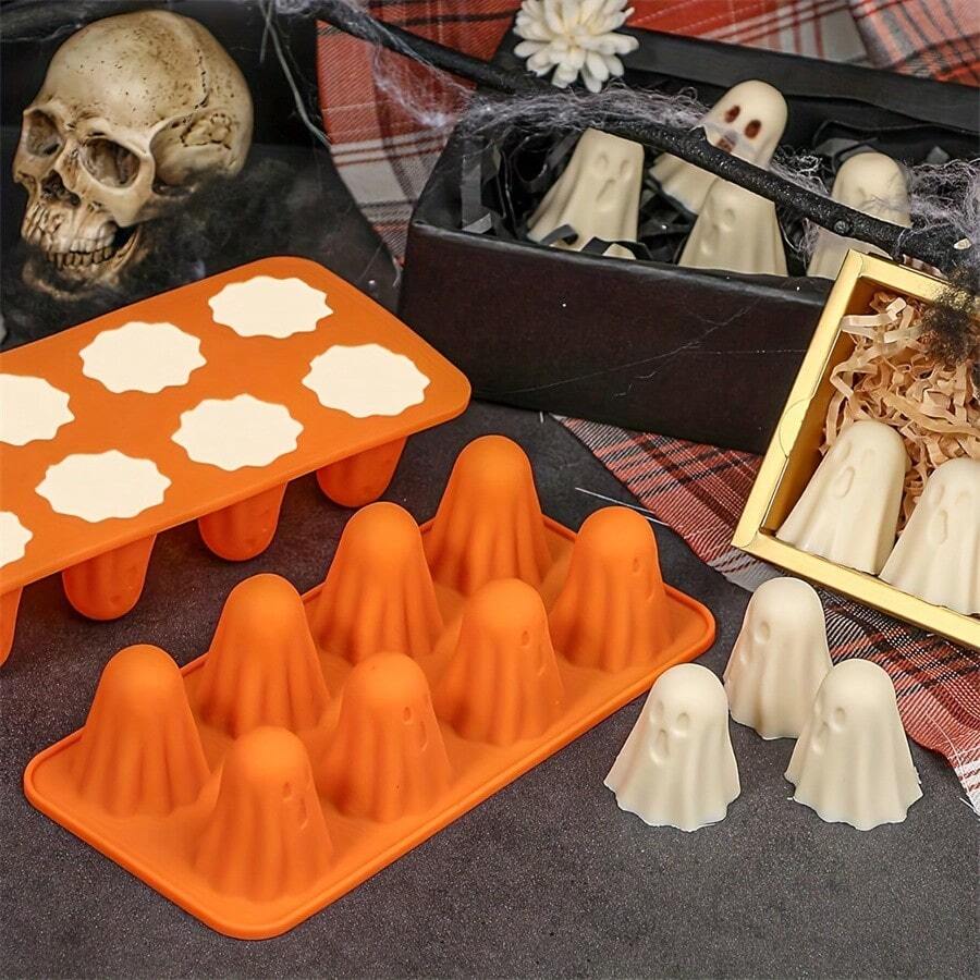 1pc Ghost Silicone Mold, Summer Ghost Ice Cube Mold, Ghost Chocolate Candy Mold Halloween Silicone Mold For Ice, Jelly, Chocolate, Candy, Fudge, Crayon, Resin Christmas Christmas Decorations Christmas Pajamas Christmas Gifts Christmas Decor
