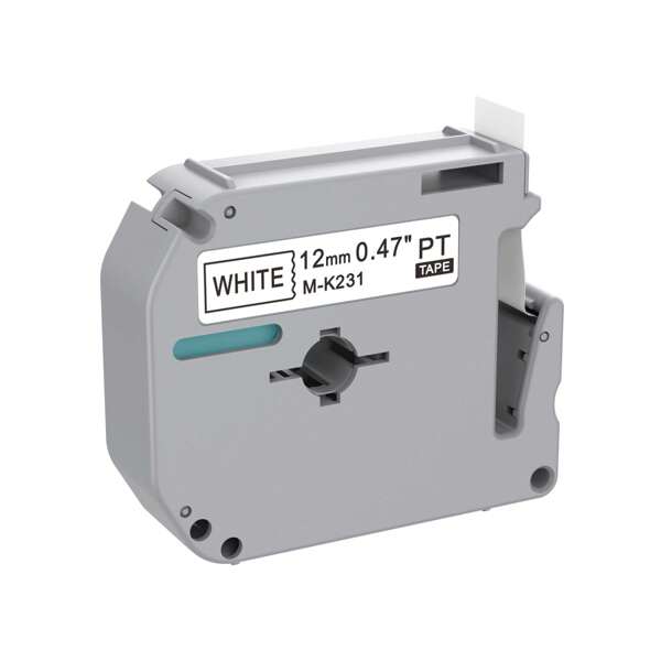 عبوتان من شريط بيض 12مم M-K231 بديل لشريط البطاقات M-K231s لجهاز Brother M231 -231 MK231، شريط أبيض 12مم (0.47 بوصة) متوافق مع أجهزة Brother P-Touch Label Makers PT-M95، PT-90، PT-70، PT-65، PT-85، لوازم المدرسة، العودة إلى المدرسة