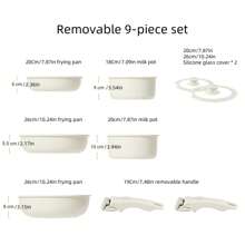 4/5/9pcs Detachable Handle Cookware Set, Non-Stick Pots And Pans Set, Suitable For Gas Stove, Induction Cooktop, Electric Ceramic Hob, Halogen Cooker. (Pots And Pans Are Oven-)