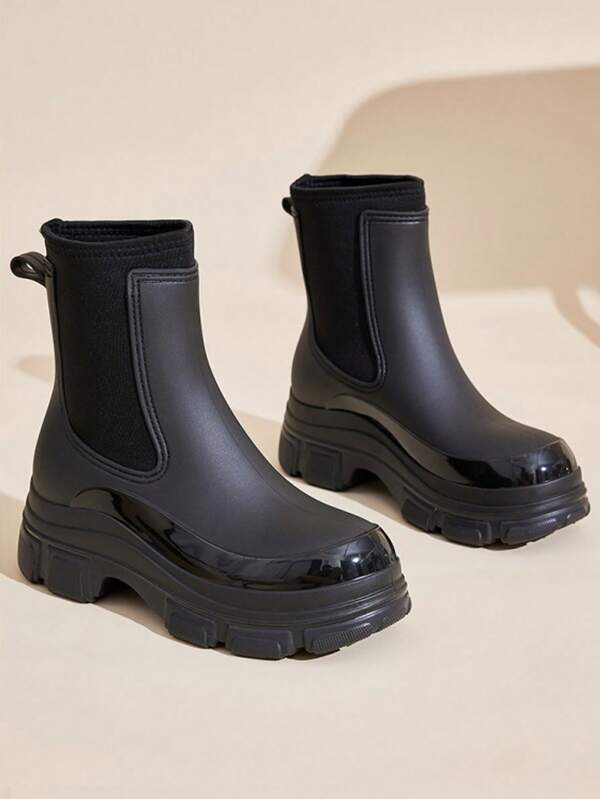 Neue Damen Regenstiefel wasserdichte Überschuhe Wasserschuhe Wasserstiefel Kurzstiefel, erhöhte Höhe, rutschfeste weiche Gummisohle