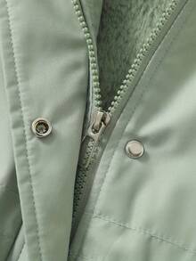 Women's Thicken Thermal Lined Parka Winter Warm Coat Adjustable Waist Rope Hooded Zip-Up Jacket With 2 Pockets 2 Fake Pockets,Skiing