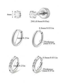 3 对防过敏不锈钢耳环套装，适合多个耳孔，精致的 14K 镀金女式环形耳钉，时尚可爱的小环形和耳钉耳环堆叠，适合敏感耳朵